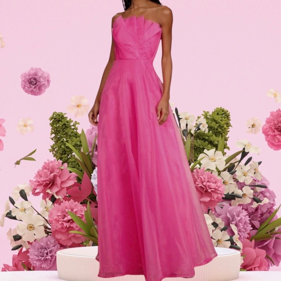 morley hot pink dress Trumpet Hot Pink V-Neck Lace Backless Sleeveless Long Prom Dress – Modsele main image 1